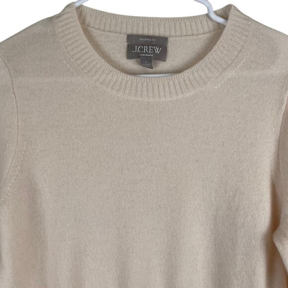 J. Crew Women's Cream Cashmere Cropped Sweater - Picture 2 of 6